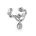 Chain with Gem Dangle Rhodium Plated Brass Non-Piercing Ear Cuff Cartilage Dangle No Pierce Earring