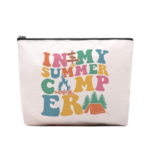 CEASQVAA Summer Gifts for Women Makeup Bag, In My Summer Camp Era Cosmetic Bag, Summer Camp Themed Accessories Travel Toiletry Makeup Organizer Zipper Pouch