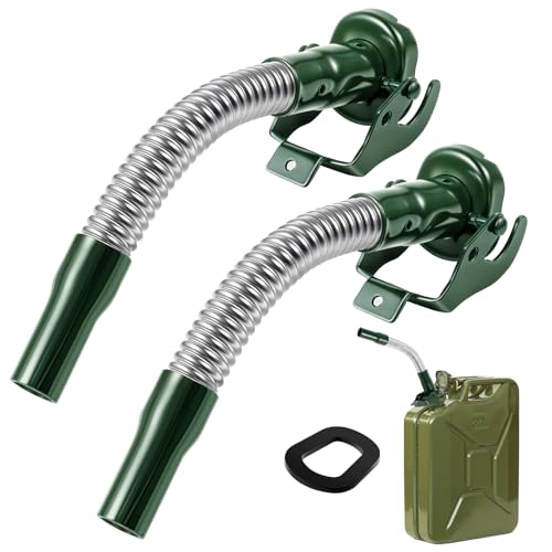 BBTO 2 Pcs Flexible Jerry Can Spout Stainless Steel Long Nose Spout Replacement Compatible with Wavian Jerry Can (Green)