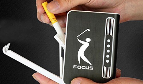 Stylish 10 pack Automatic Loading Cigarette Case Dispenser With Built in Torch Lighter (BLACK COLOR)- (GD-1329 , FREE CAR sticky pad for Phone PDA MP3 MP4)