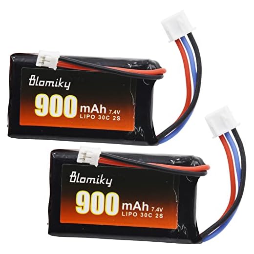 Blomiky 2 Pack 7.4V 2S 900mAh Lithium Rechargeable Battery with PH2.0 Plug Compatible with Axial 1/24 SCX24 Base Camp 4x4 Rock Crawler Brushed RTR RC Cars / SCX24 Battery 2