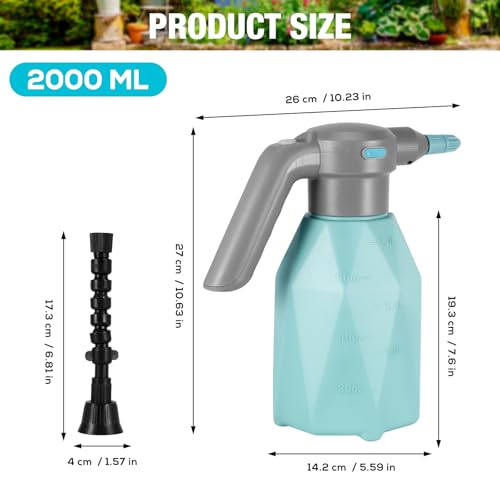 DEECOZY Electric Spray Bottle Plant Mister, 2L Rechargeable Electric Water Sprayer, Automatic Watering Can Battery Powered with Adjustable Spout for Garden, Fertilizing, Cleaning
