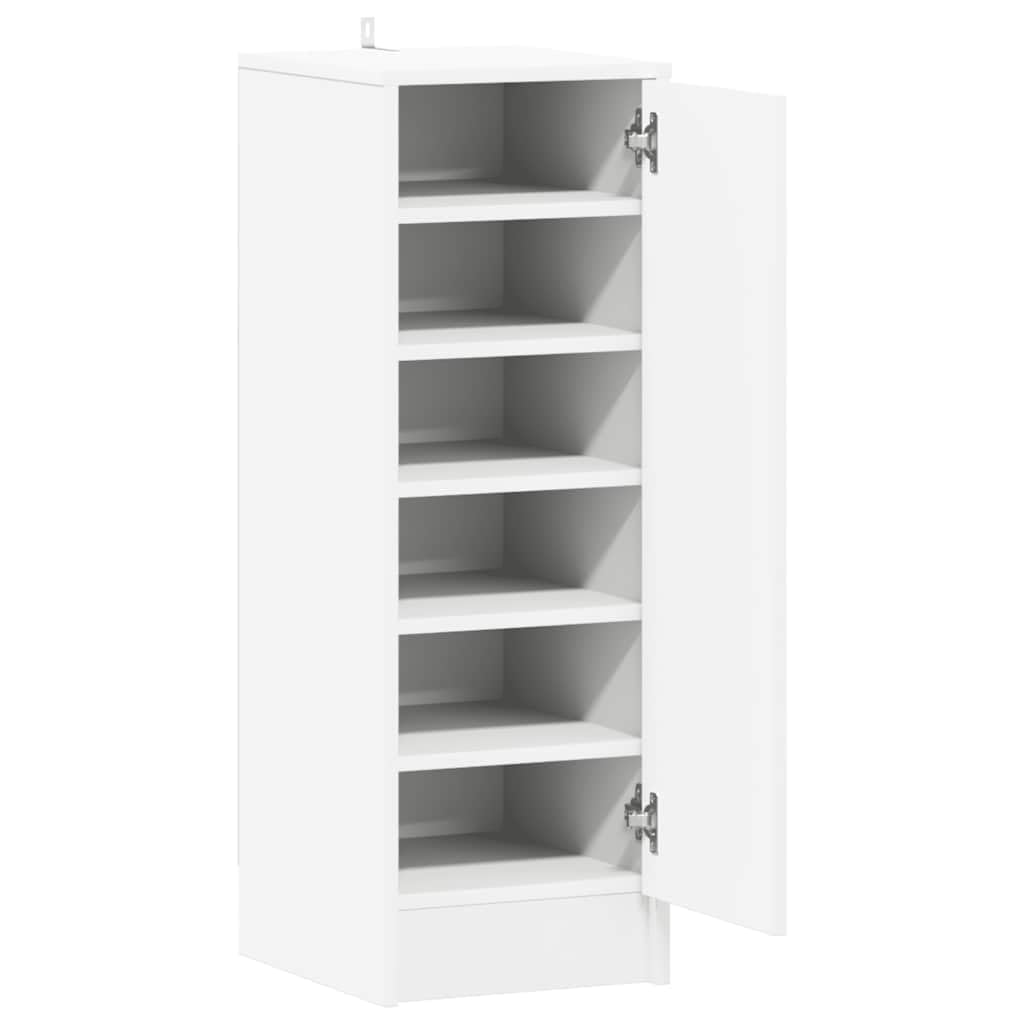 Schuhschrank Weiß Holzwerkstoff 32x35x92 cm mit 6 Ablagen geschlossener Schuhständer für Flur Diele Eingangsbereich platzsparend Organizer Aufbewahrung Schuhablage Schuhkipper