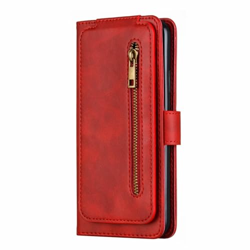 Flip Case Compatible with iPhone 13 Pro Wallet with Zip and Card Holder Red