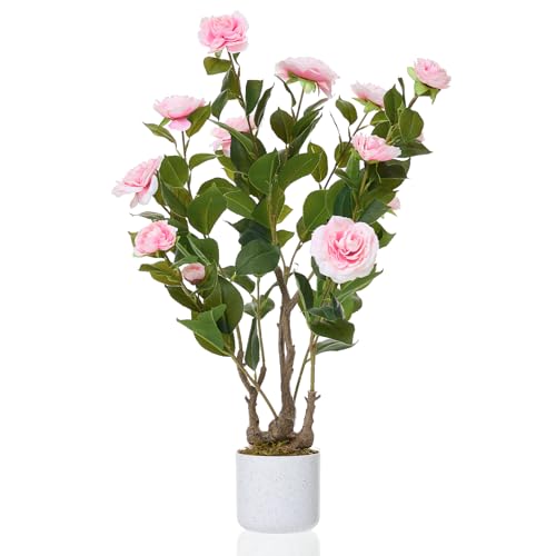 2.5FT Artificial Camellia Tree, 30" 1 PCS Faux Plant Indoor