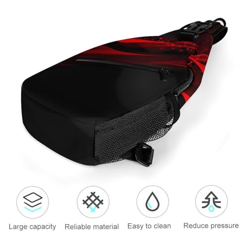 Mochila tipo bandolera negra y roja para hombre y mujer miniatura 5