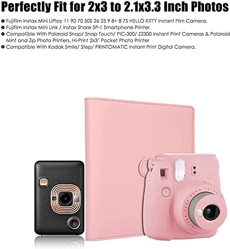 256 Pockets Photo Album for Fujifilm Instax Mini LiPlay 11 90 70 50S 26 25 9 8+ 8 7S Instant Camera/Mini Link SP-1 Printer, Polaroid Snap SnapTouch PIC-300 Z2300 Mint Zip Instant Camera Printer (Pink)