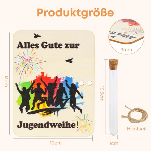 Seutgjie Geldgeschenk Jugendweihe Karten Mädchen Junge Holz mit Reagenzglas für Geld Originelle Personalisiertes Geschenk