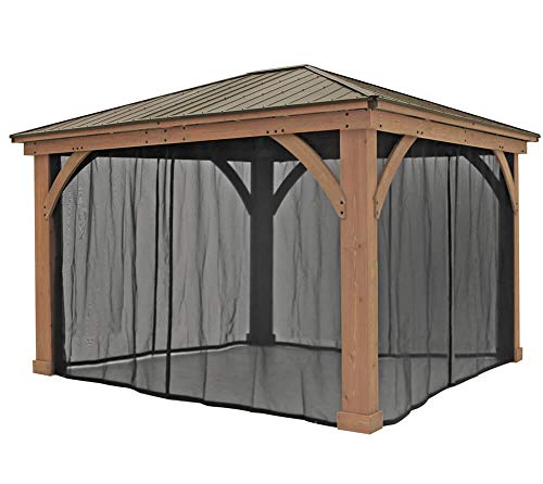 WESTMANN Moskitonetz für Pavillon Devon 12x14 | Reißverschluss Schwarz | Fliegengitter 4 Seitenteile für Insektenschutz inkl. Laufschienen-System