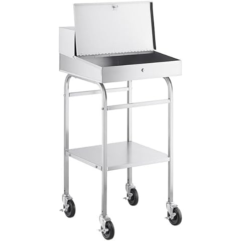 Glownary Stainless Steel Mobile Receiving Desk, 23W x 24D x 51H inches, Locking Top, with Casters Cover