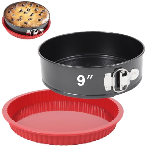 Fensiden Premium 9-Inch Springform Pan - Round Cake Pans for Baking, Leak-Proof Cake Pan with Removable Bottom, Nonstick Coating, Includes Thickened Silicone Cheesecake Pan Protector
