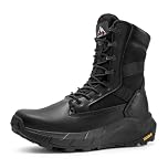 NORTIV 8 Men's Breathable Tactical Military Work Boots Side Zipper Leather Lightweight Hiking Motorcycle Combat Boots 8 Inches Recon,Size 10W,Black,NMUWMT2402