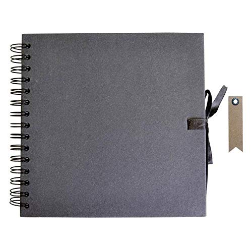 Carnet scrapbooking 30 x 30 cm noir avec 20 étiquettes kraft fanion pour album photo