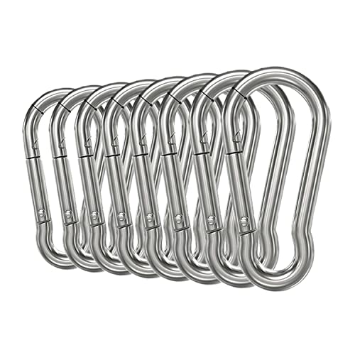 Outsal Carabiner Clip,8 Pcs 304 Stainless Steel M6 Clips, Caribeana Clips for Hiking Camping, Fishing, Dog Leash & More