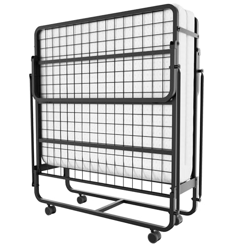 Dewinner Lit Pliant 1 Personne 90x190 cm | Lit Pliable Adulte avec Matelas en Mousse de 10cm | Lit...