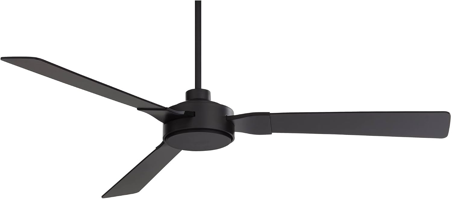Casa Vieja 60" Invictus Modern Industrial Indoor Outdoor Ceiling Fan 3 Blade Remote Control Matte Black Finish Dark Walnut Wood Finish Blades Bedroom Patio Living Room Kitchen Damp Rated DC Motor