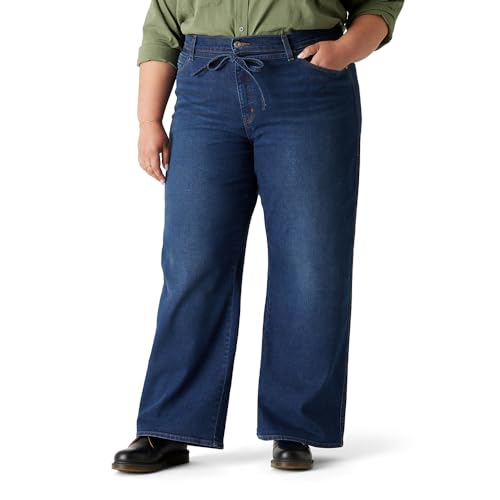 Levi Strauss Signature Gold Women's Heritage Belted Wide Leg Jeans Mid-Rise Stretch Denim (Available in Plus), Bayou Blues, 18 Plus