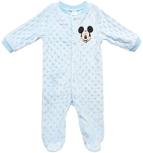 Disney Baby Sleep N? Play Velour Footed Coverall: Mickey, Minnie, Winnie The Pooh (Newborn), Mickey Blue, Size 6-9M