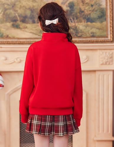 Image of Arshiner Girls Half Zip Sweatshirt Fleece Quarter Zip Pullover Sweatshirts | Fall Fashion Clothes for Teen Girls with Thumb Hole for 5-16 Years