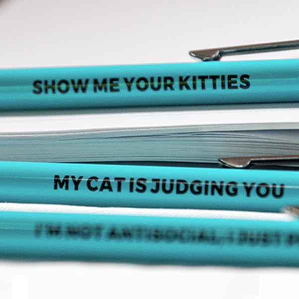 Funny Cat People Pens - 3PCS Retractable Sarcastic Ballpoint Pens with Hilarious Cat Quotes and Smooth Black Ink - Novelty Office Gag Gift for Coworkers and Friends - Image 4