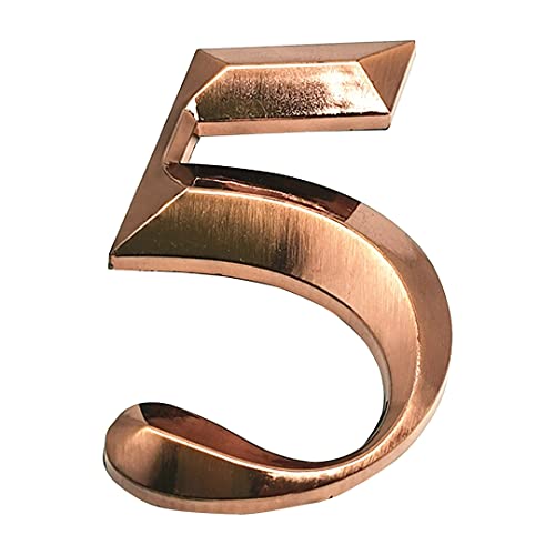 Zayookey Número de dirección de puerta moderno 3D autoadhesivo número de casa ABS galvanizado bronce plástico buzón números para apartamentos habitación de hotel (número de puerta 5)