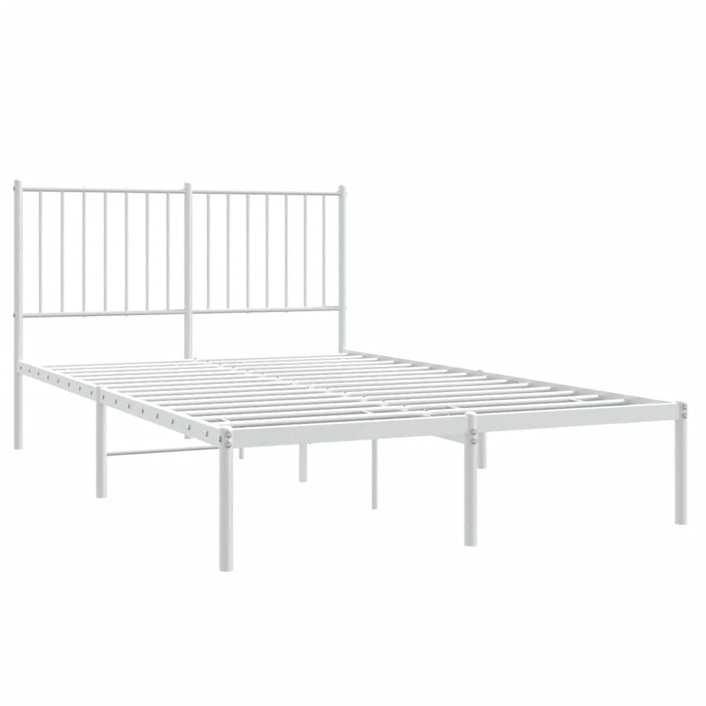 vidaXL Metalowa rama łóżka z wezgłowiem, biała, 120x200 cm, łóżko, metalowe łóżko, metalowe lozko, metalowa rama łóżka, rama lozka, łóżko z metalu
