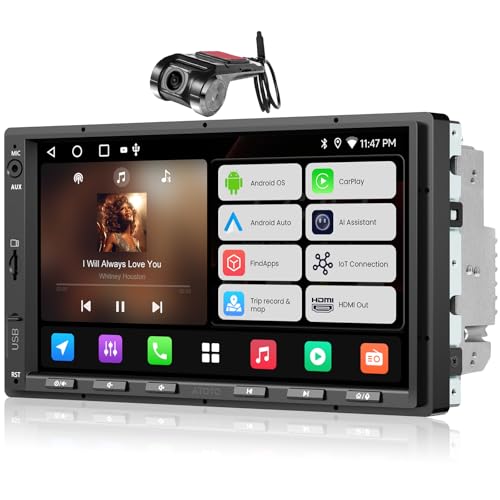 ATOTOEXCEL Android�_�u��DIN�J�[�I�[�f�B�I�A���C�����XCarPlay����у��C�����XAndroid Auto�A7�C���`IPS�^�b�`�X�N���[���A24�o���hEQ�A2G+32G�AGPS�g���b�J�[�AWiFi/BT�e�U�����O�AHD LRV