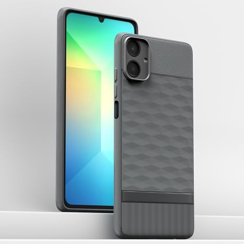 Image of Pikkme Back Cover for Samsung Galaxy A06 Soft Grip 3D Hexa Cube Texture Silicone Bumper Case (Grey)