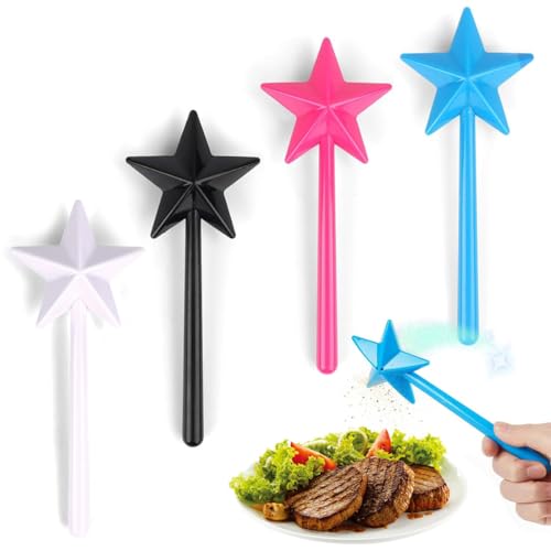 XBFOCNH 4 Stück Gewürzstreuer Zauberstab Magisches Gewürzstreuer-Set Sternen-Zauberstab Salz- und Pfefferstreuer Spices Spice Shaker mit Löchern Zauberstab Salz und Pfefferstreuer für Küche Restaurant
