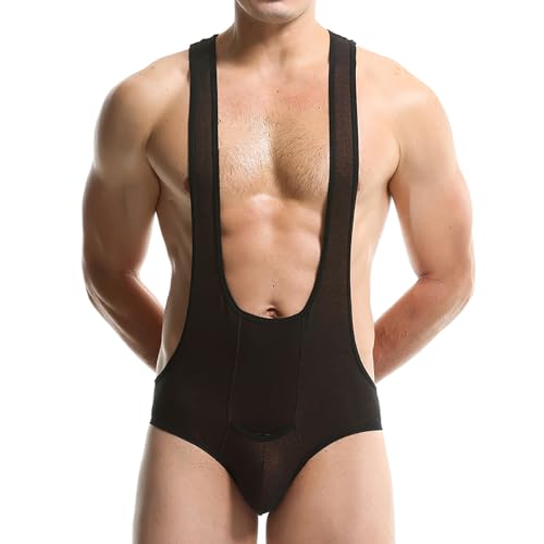 Mens Bodysuits Jockstrap Breathable Wrestling Singlet Jumpsuit Thong G-string Underwear Leotard