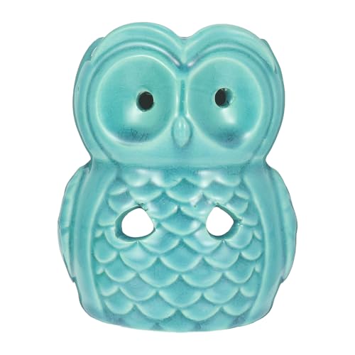 Lampe à huile décorative hibou bleu en céramique, diffuseur d'arômes chic