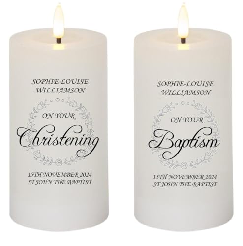 Personalised Christening Candle – Custom Baby Baptism Candle with Name – Elegant Cross Design – Ideal Keepsake for Boys & Girls, Religious Gift, Naming Ceremony Keppsake - Baptism Candle for Ceremony