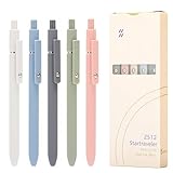 5PCS Retractable Gel Pens Set, Quick Dry Black Ink Fine Point Roller Ball Gel Ink Pen for Smooth Writing (Morandi Color)
