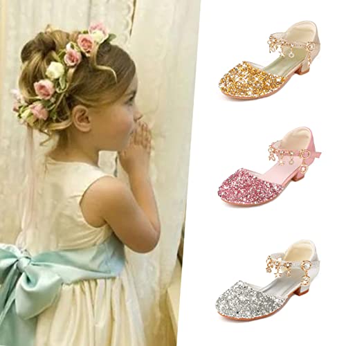 Princess Dress Shoes for Girls - Toddler Sandals with Flower Design for Wedding Party & High Heels2