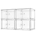 Vtopmart 4 Pack 13QT Clear Stackable Storage Drawers,Easily Assemble Acrylic Closet Organizers,Plastic Storage Bins for Bathroom,Cabinet,Kitchen Pantry,Under Sink Organization