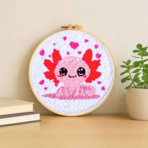 Image of Punch Needle Kit for Beginners Adults-Cute Axolotl,with Video Tutorial