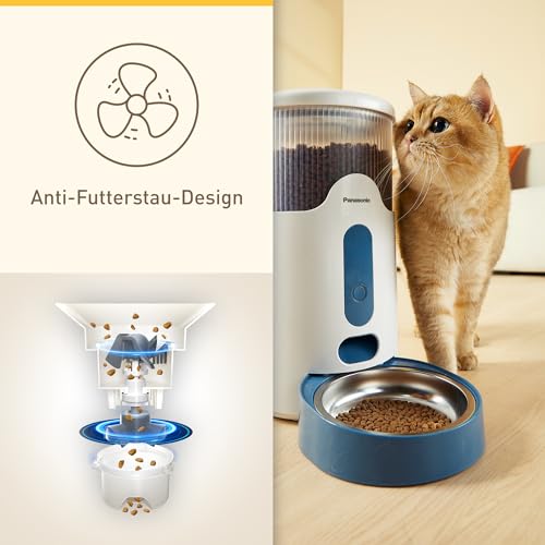 Panasonic CP-JNF01CW Smart Pet Feeder, automatischer Futterautomat, Katzen & kleine, mittelgroße Hunde, 2,8 Liter, App-Steuerung, Füllstandsüberwachung, WLAN, spülmaschinenfester Napf, Dualstrom,Weiß – Bild 4