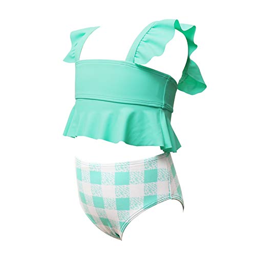 Baby Toddler Boys Two Pieces Swimsuit Set Swimwear Bikini Set Two Piece Ruffle One Shoulder Swimwear Athletic Swim Suit Mint Green #TOP3