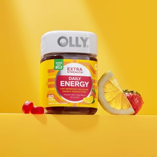 image for OLLY Extra Strength Daily Energy Gummy, Caffeine Free, 1000mcg Vitamin
