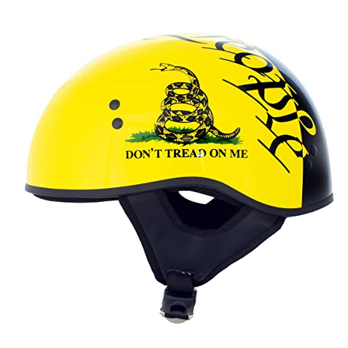 Hot Leathers Hld1046 Gloss Black And Yellow 'We The People' Advanced Dot Skull Half Helmet For Men And Women - Large #TOP3