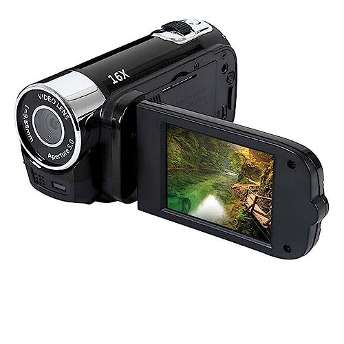 Cámara Digital 1080P Zoom 16X Cámaras de Video videocámara con rotación 270 Grados for Vlog Toma Nítida Suave(Black)