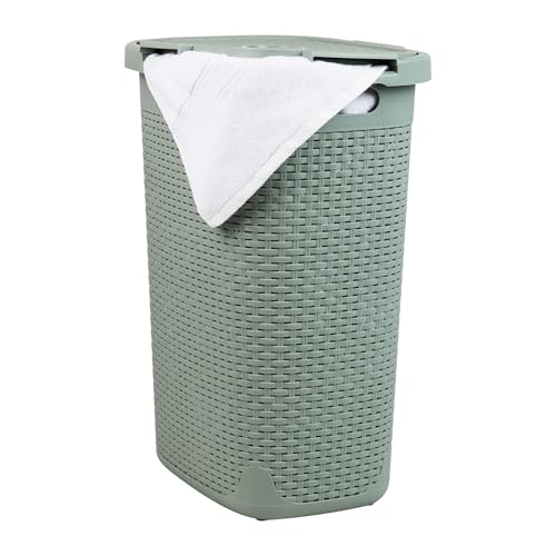 Mind Reader Slim Laundry Hamper with Lid Mint