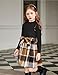 Arshiner Girls Dresses Long Sleeve Rib Knit Plaid Patchwork Belted Dress with Pockets Black/Brown Plaid Kids 8