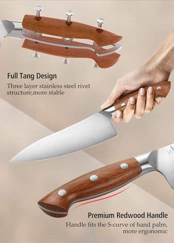Hezhen Professional Japanese Chef Knife with Sheath - 8.3 Inch German High Carbon Stainless Steel, Ergonomic Handle - Image 3