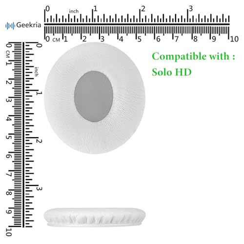 Almohadillas de repuesto Geekria compatibles con auriculares Beats Solo HD On-Ear, cojines de almohadilla para orejas, piezas de reparación (Blanco) miniatura 6