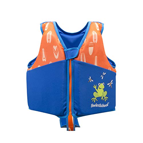 New Swimschool Swim Trainer Vest – Small/Medium Max 33 Pounds – Kids Swim Vest With Padded Shoulders – Comfortable Flex-Form-Fit Design With Adjustable Safety Strap – Blue/Orange #TOP5