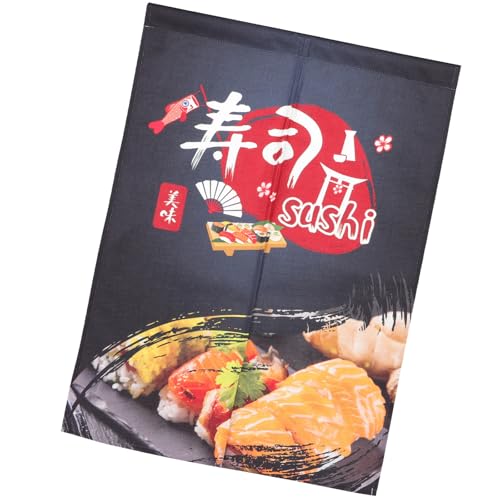 QUMIIRITY Cortina de Puerta Japonesa Noren Estilo Sushi 65x90 Cm para Cocina y Restaurante, Cortina Colgante Resistente y Decorativa para Separación de Ambientes