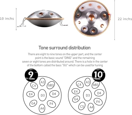 Tambor Handpan de acero 22 pulgadas 10 notas D menor miniatura 5