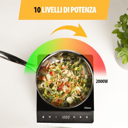 Tristar Fornello A Induzione, ⌀19 Cm, 10 Livelli Di Potenza, 2000 W, Efficienza Energetica, Timer Integrato, Con Protezione Da Surriscaldamento, IK-6161, Nuovo, Singolo - 3