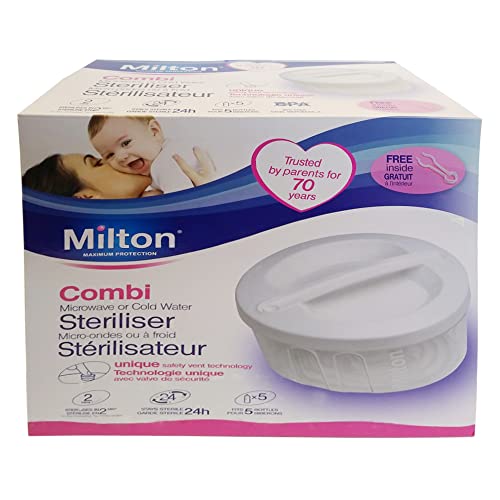 1 x Combi Steriliser White Use Hot/Cold Unique Saftey Vent Free Bottle Tweezer